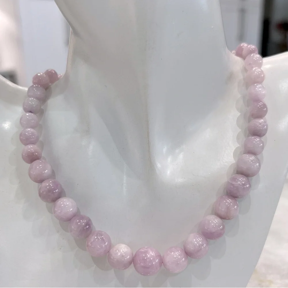 Kunzite Beaded Sterling Silver Magnetic Clasp Necklace